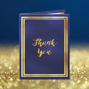 Photo milestone birthday Thank you navy blue gold Card