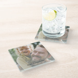 Photo Minimalist Father's Day Glass Coaster