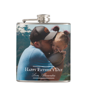 Photo Minimalist Father's Day White Hip Flask