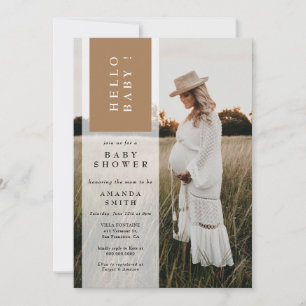 Photo Minimalist Gender Neutral Hello Baby Shower Invitation
