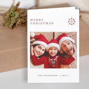 Photo minimalist modern typography Merry Christmas Holiday Card