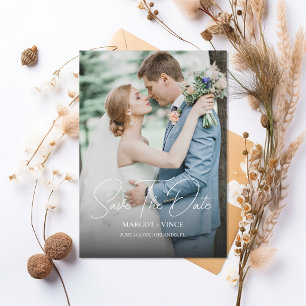 Photo Minimalist Wedding Couple Romantic Save The Date