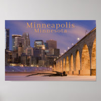 Photo Minneapolis Minn Skyline | Stone Arch Bridge