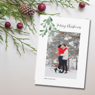 Photo Mistletoe Merry Christmas Holiday Card