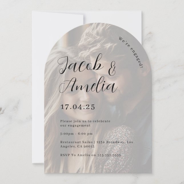 Photo Modern Arch Engagement Party   Invitation (Front)