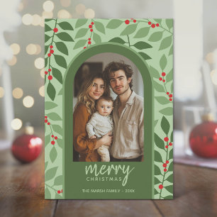 Photo modern arch - eucalyptus branches Christmas Holiday Card