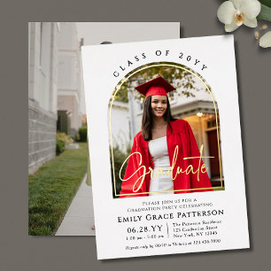 Photo Modern Arch Graduate Script Graduation Party