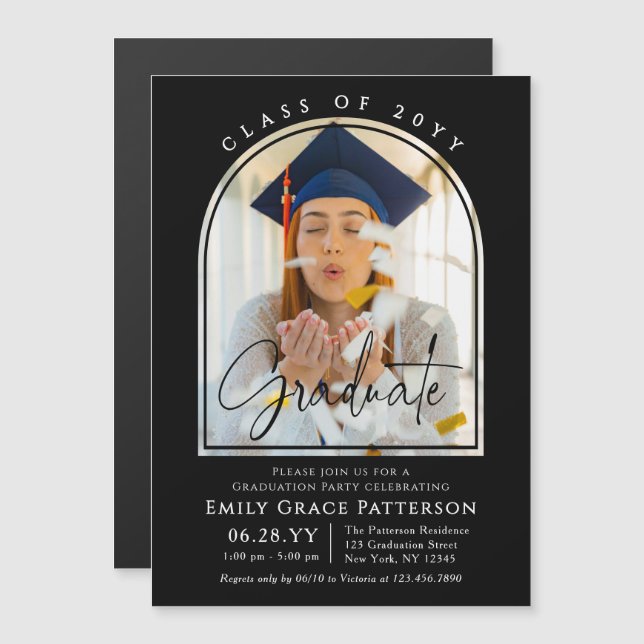 Photo Modern Arch Graduate Script Graduation Party (Front/Back)