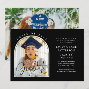 Photo Modern Arch Graduate Script Graduation Party Invitation