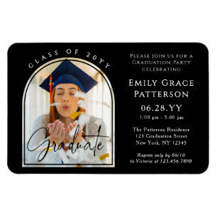 Photo Modern Arch Graduate Script Graduation Party Magnet