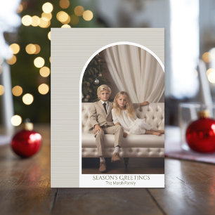 Photo modern arch - thin stripes Christmas Holiday Card