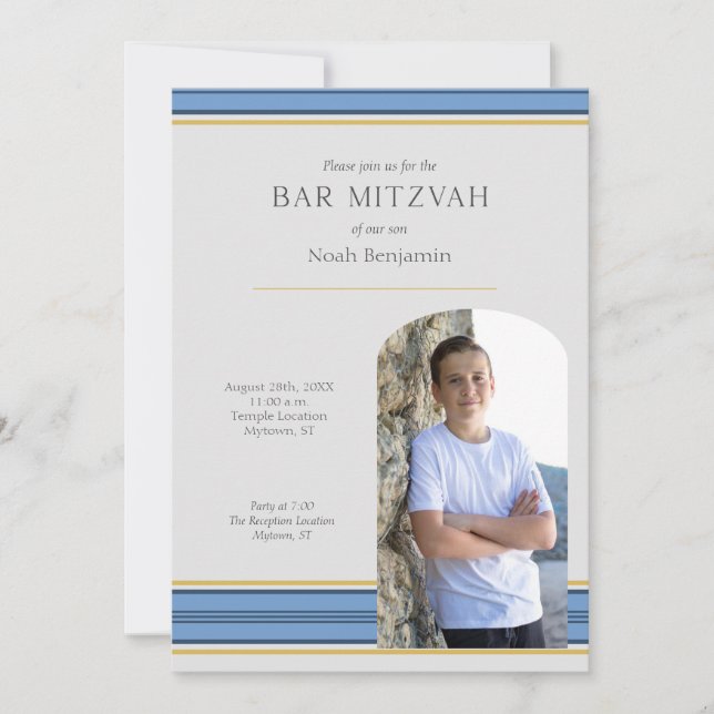 Photo Modern Bar Mitzvah Invitation (Front)