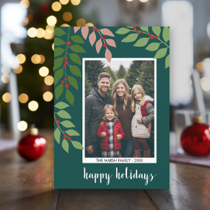 Photo modern berries branches - Happy Holiday Card