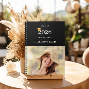 Photo Modern Black Senior Graduate Notebook
