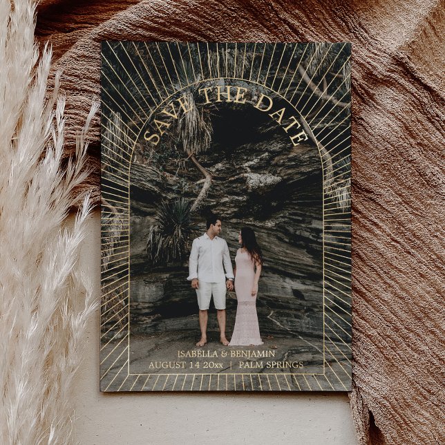 Photo Modern Boho Arch Save The Date Gold  (Creator Uploaded)