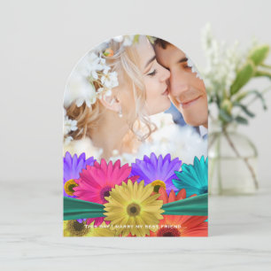 Photo Modern Bright Colourful Gerber Daisy Invitation