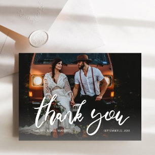Photo Modern Calligraphy Handwriting 2 Thank You Card