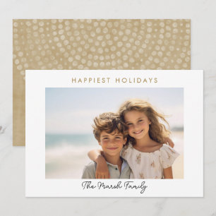 Photo Modern Christmas Dots White Border Happiest Holiday Card