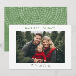 Photo Modern Christmas Dots White Border Happiest Holiday Card