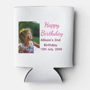 Photo modern classic add name date happy birthday can cooler