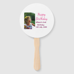 Photo modern classic add name date happy birthday hand fan