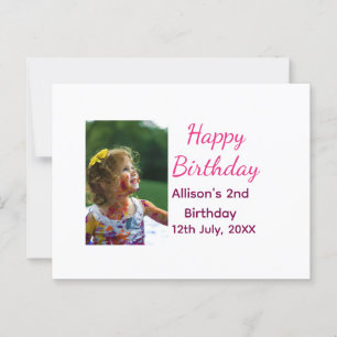 Photo modern classic add name date happy birthday postcard