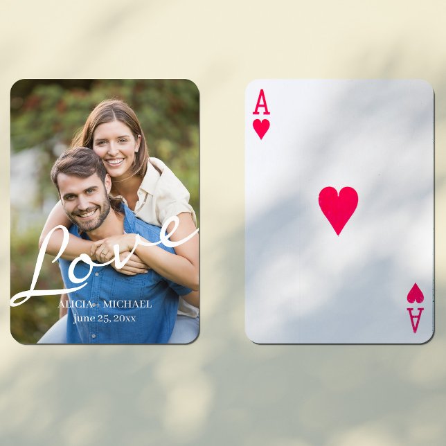Photo modern couple engagement keepsake gift playing cards (Creator Uploaded)