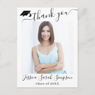 PHOTO Modern Elegant Graduation Thank You Postcar Postcard