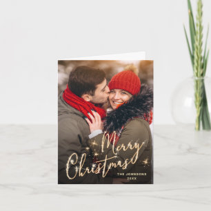 PHOTO Modern Golden Christmas Greeting Holiday Card
