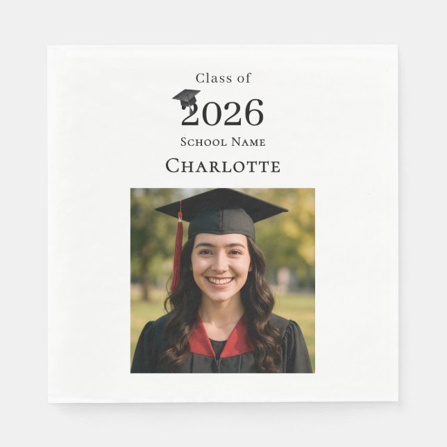 Photo modern Graduation Party luncheon Napkin (Front)