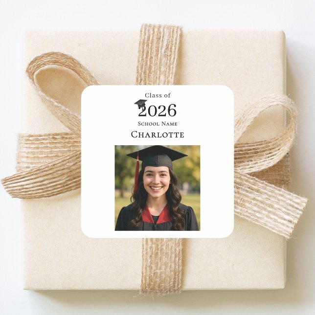 Photo modern Graduation Party Square Sticker (Creator Uploaded)