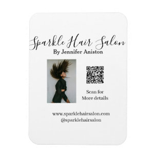 Photo modern hair salon small business QR code Magnet