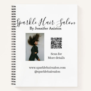 Photo modern hair salon small business QR code Notebook