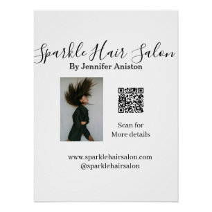 Photo modern hair salon small business QR code Poster
