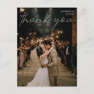 Photo Modern Handwriting Typography Thank You Postcard