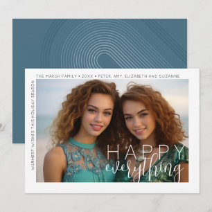 Photo Modern Happy Everything Minimal White Border Holiday Card