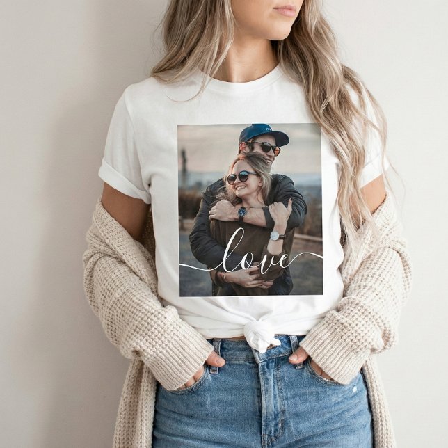 Photo Modern Love Handwritten Calligraphy T-Shirt (Creator Uploaded)