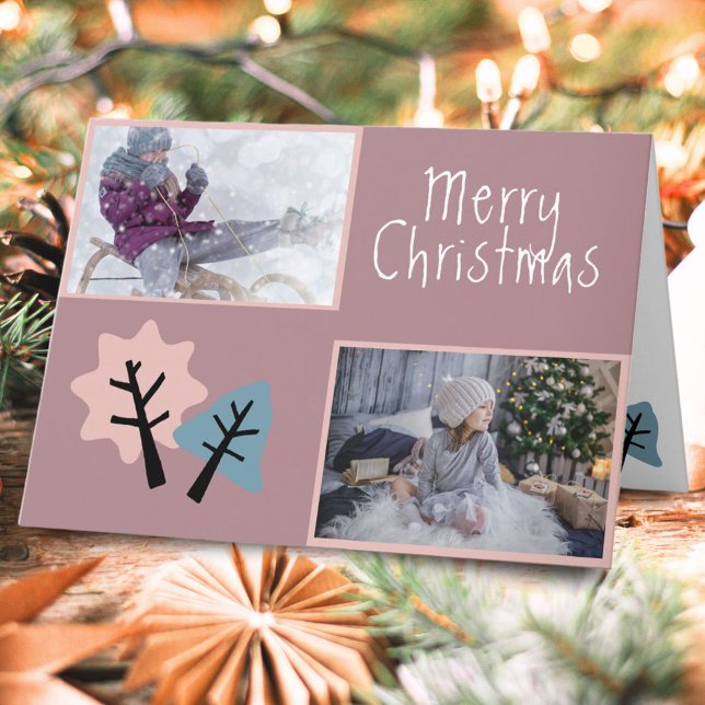 Photo Modern Merry Christmas Family Holiday Card (Creator Uploaded)