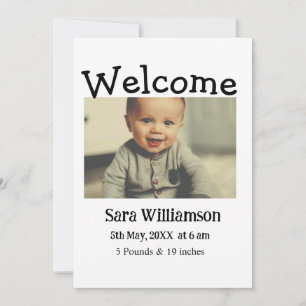 Photo modern minimal edit birth announcement card