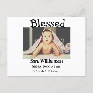 Photo modern minimal edit birth announcement card
