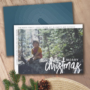 Photo Modern - Minimal White Border Offset Merry C Holiday Card