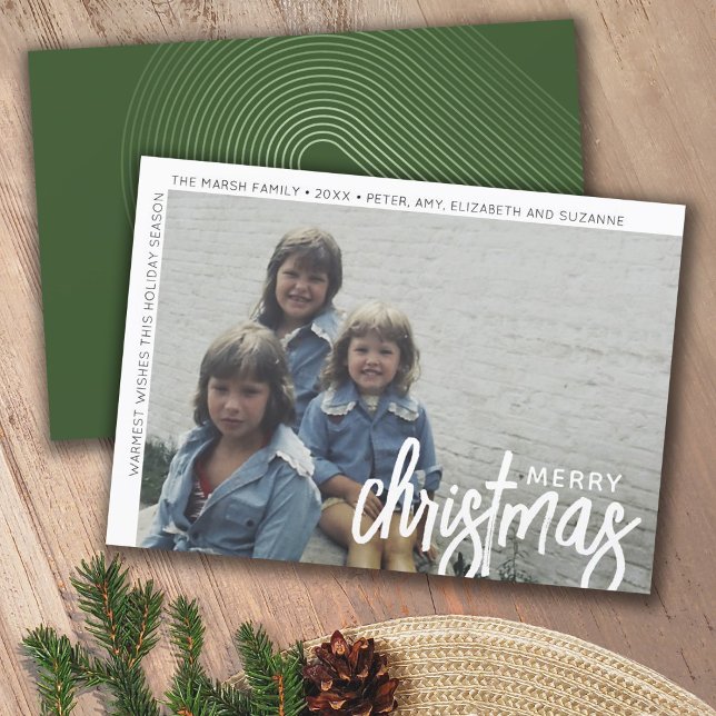 Photo Modern - Minimal White Border Offset Merry C Holiday Card (Creator Uploaded)