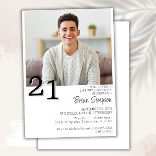 Photo Modern Minimalist 21st Birthday Invitation