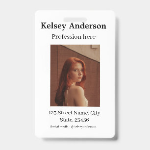 Photo modern profession social media address simpl ID badge