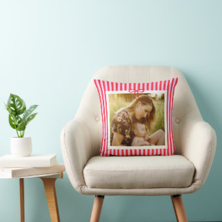 photo modern red stripes bow trendy elegant cushion