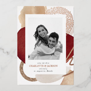 Photo Modern Rose Gold Foil Save The Date