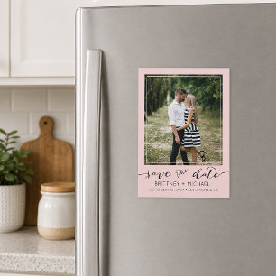 Photo Modern Save The Date Blush Pink