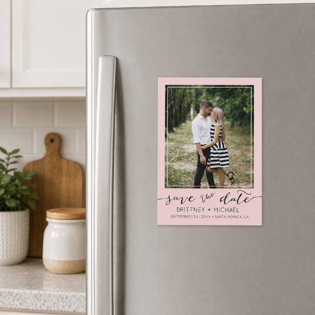 Photo Modern Save The Date Blush Pink  (Pick the best picture from your engagement shoot or your favorite picture of the two of you.)