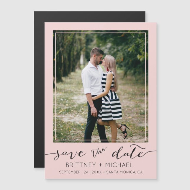 Photo Modern Save The Date Blush Pink  (Front/Back)