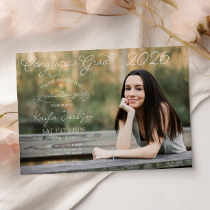 Photo Modern Script Horizontal Graduation Party Invitation